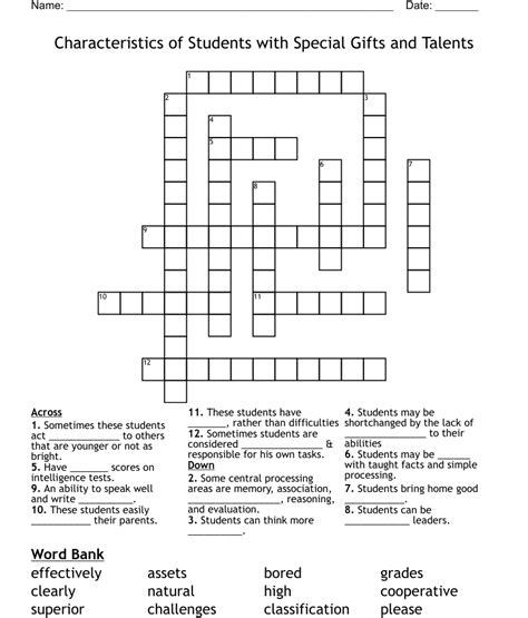 special talent crossword